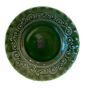 (4) Maioliche Jessica Made in Italy Pasta Bowls 9in Ceramic Christmas Green New